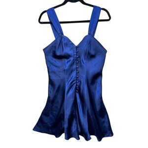 Erika Taylor Intimates Button-Front Satin Camisole Top Size S Blue